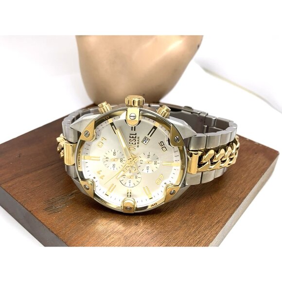 Diesel Men's Watch DZ4629 Quartz Chronograph Silver Dial Two Tone Steel 49mm - Picture 9 of 15